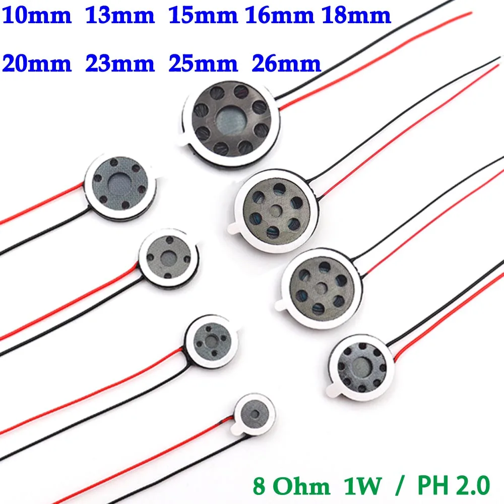 

1PCS 10/13/15/16/18/20/23/25/26mm GPS Loudspeaker 1W 8 Ohm Small Trumpet 14x20mm Loud Speaker Module with Wire Connector