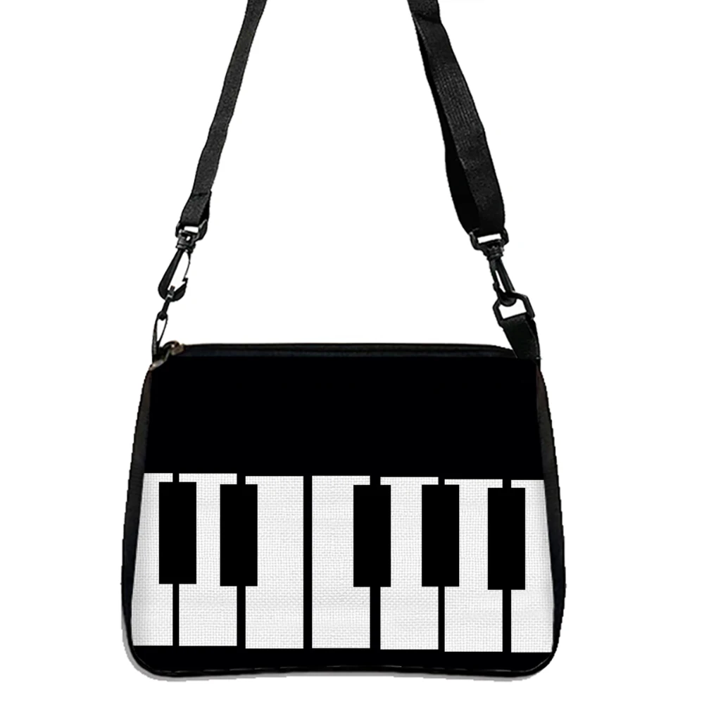 Bolsa crossbody de música, bolsa de ombro decorada com nota de piano, bolsa de ombro impressa dupla face com padrão de cavalo, bolsa casual diária 5.21