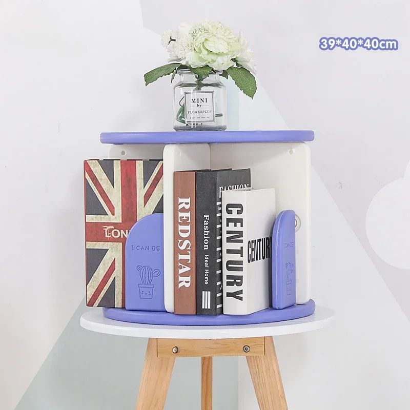High Quality Small Basket Children's Book Rack Simple Floor Student 360-degree Bookcase Plastic Rotating Bookshelf On Sale