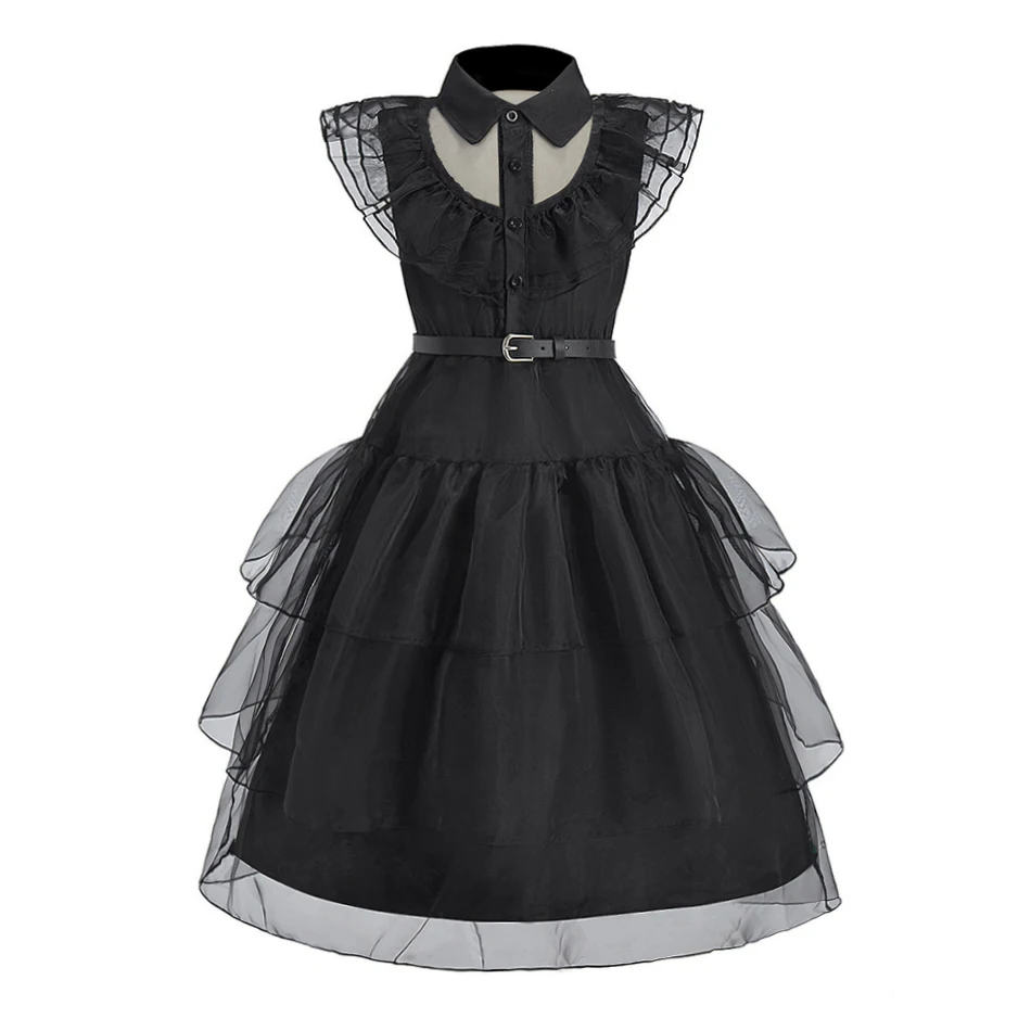 Girls Black Witch Princess Costume Dress image