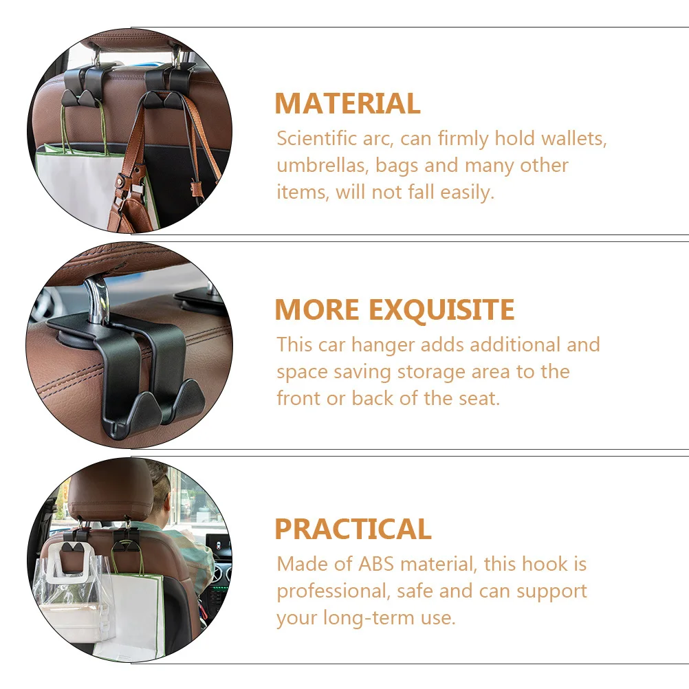 

4Pcs Abs Double Hooks for Car Keep Your Vehicle Organized with Extra Hanging Space