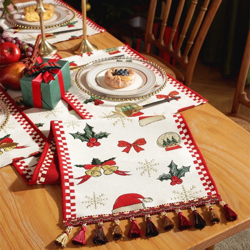 Christmas Table Runner Table Flag Christmas Decoration Home Table Setting Dining Vintage Wedding Family Party Christmas Placemat