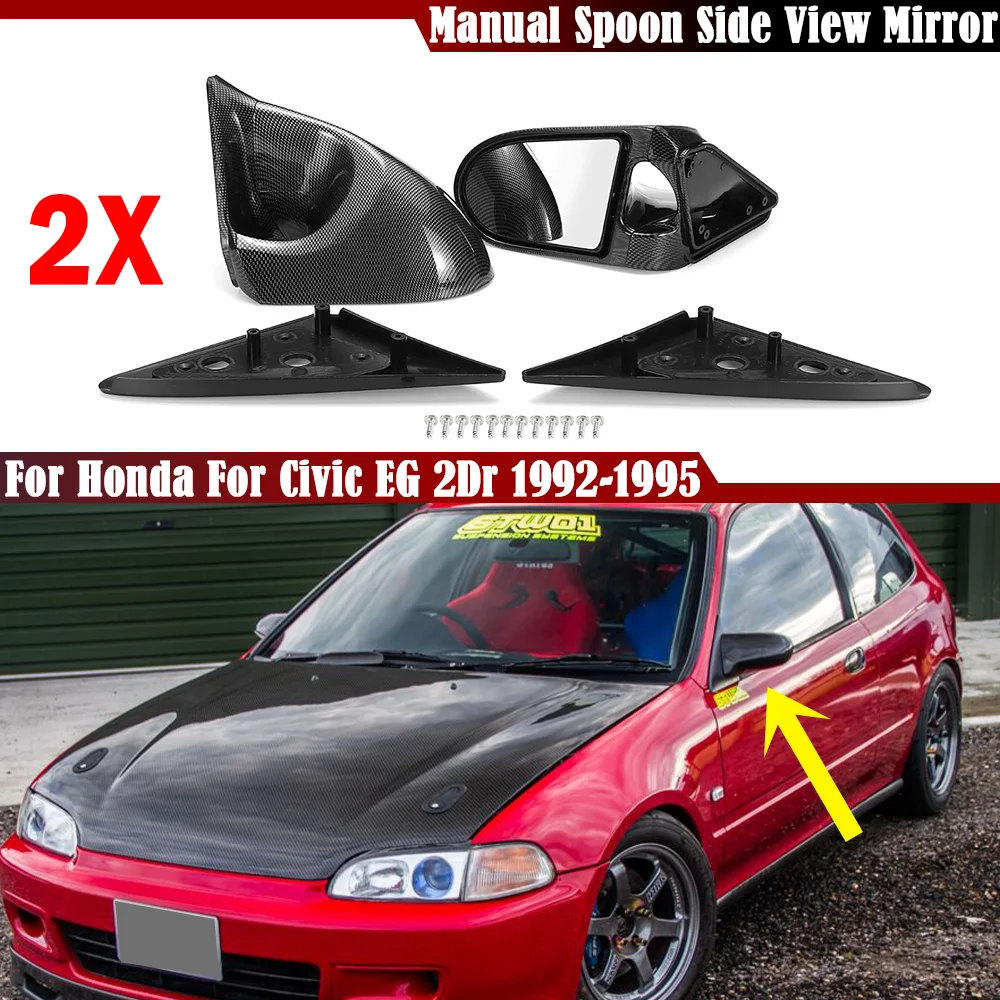 2PCS Manual Adjustment Car Door Wing Rear View Wing Side Mirror For Honda For Civic EG 2Dr 1992 1993 1994 1995 Car Accessories