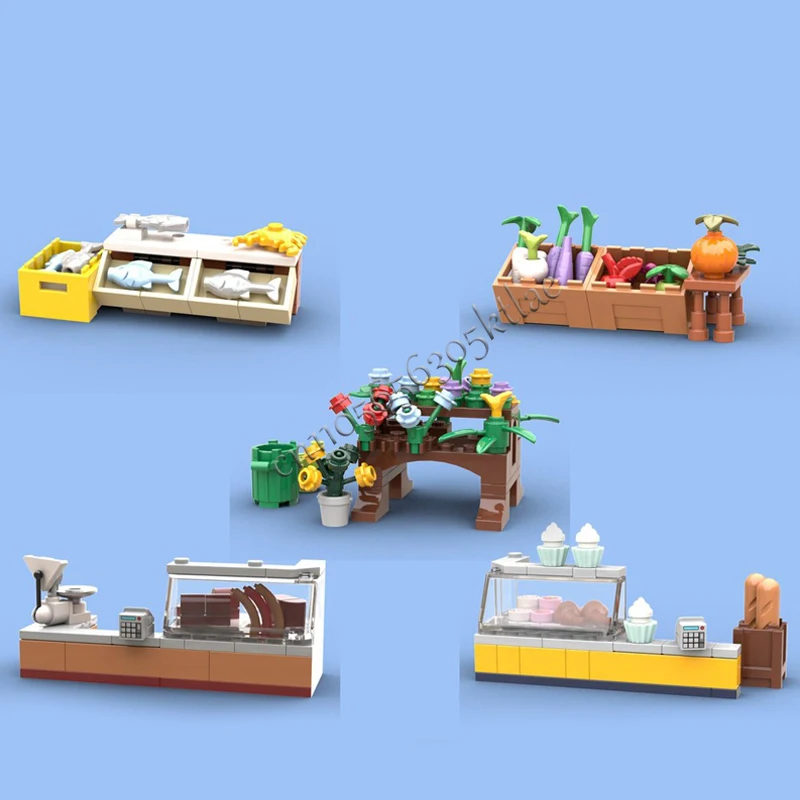 1567 ELEMENTÓW MOC Personalizowana Ulica Miejska Scena Budowlana Model Halu Rynekowego Klocki Konstrukcyjne DIY Edukacyjne Zabawki dla Dzieci Prezent Niespodzianka