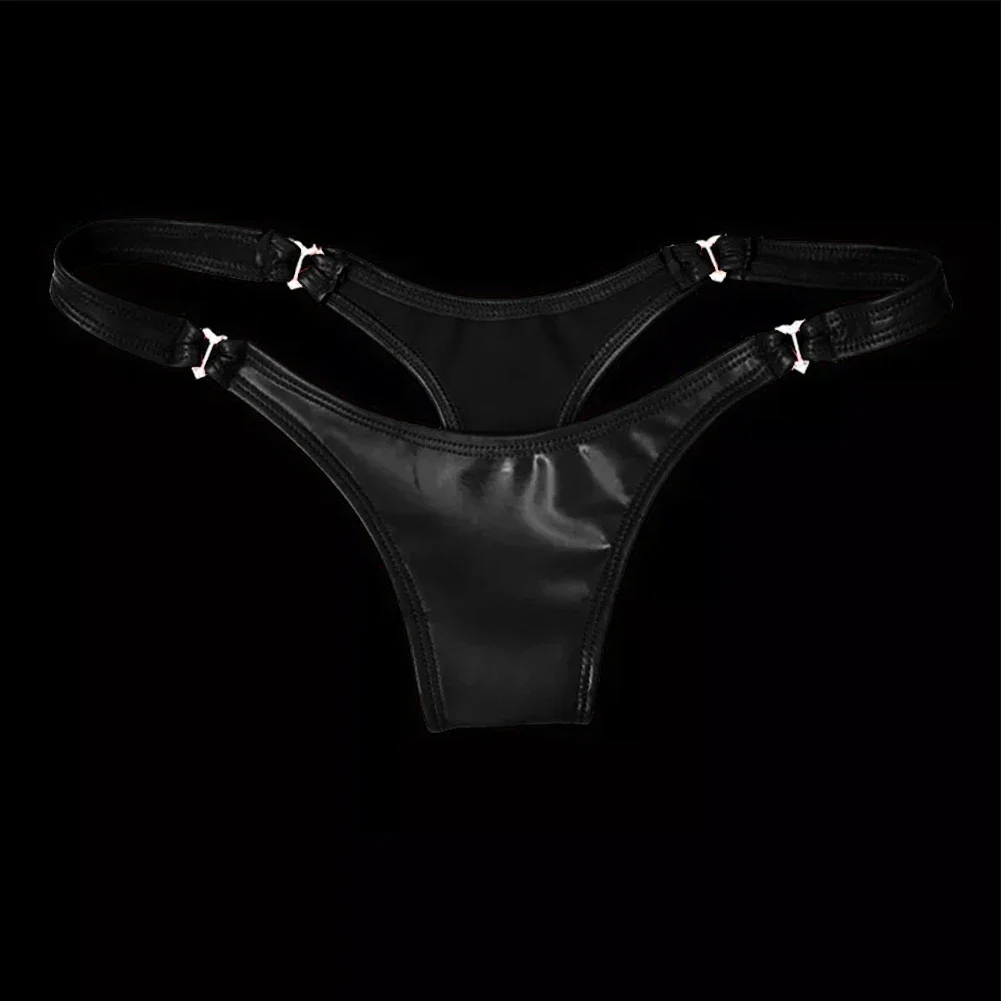 

Women's Bright PVC Leather Thongs G-strings Low Waist Panties Knickers Briefs Underwear Lingerie Size S-2XL