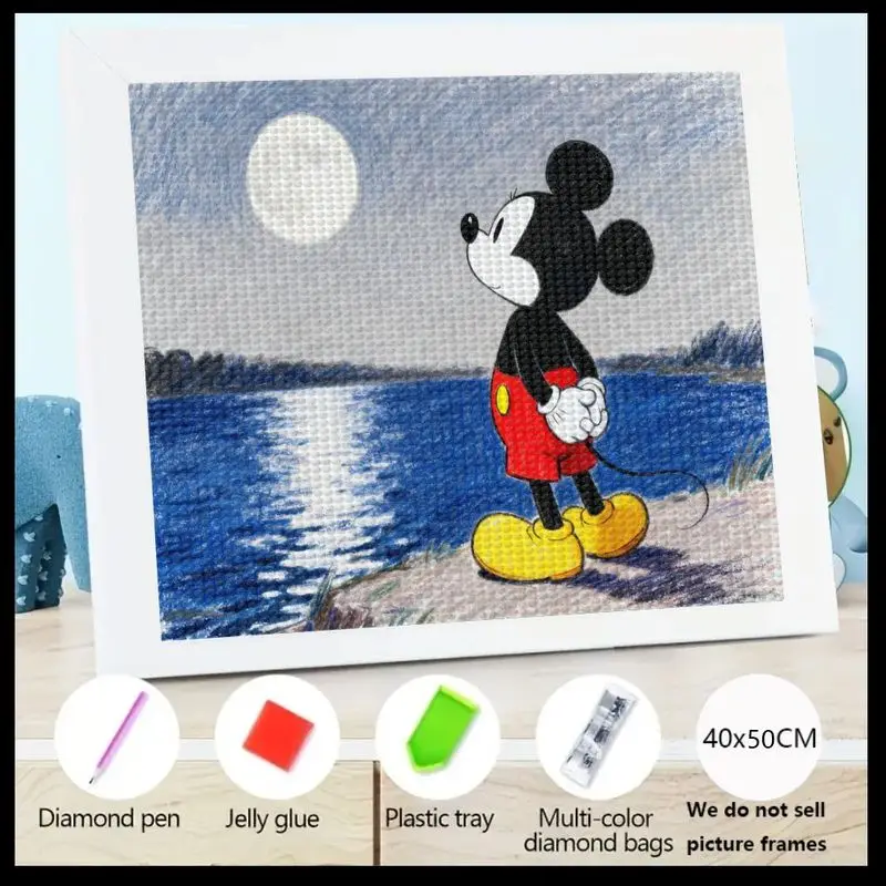 

1 шт., Disney, Микки Маус, лунный свет, озеро, 5D алмазная живопись, полный набор сверл, сделай сам, хрустальные стразы, художественное ремесло для взрослых и детей, C