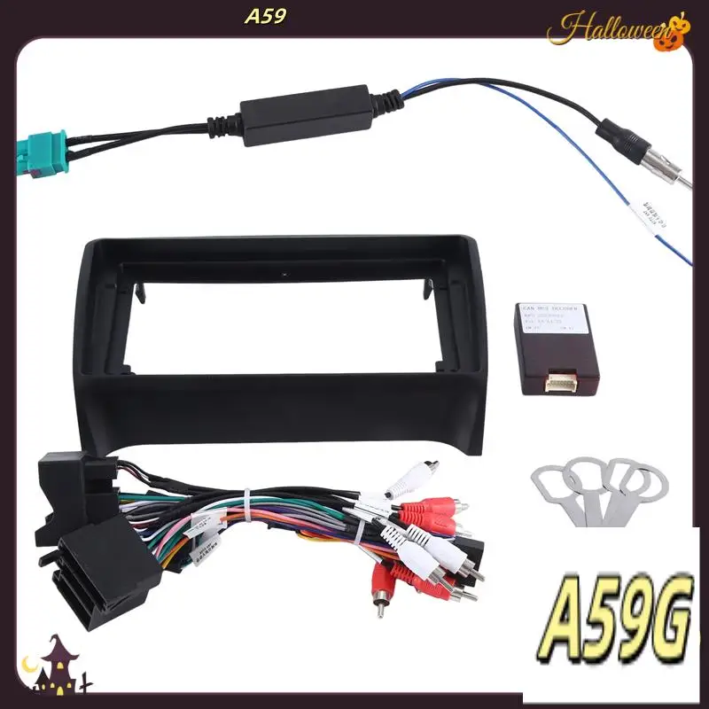 

G9-Car Radio Fascias Frame For TT MK2 2006-2014 2 Din 9 Inch Stereo Panel Wiring Harness Power Cable Adapter Canbus Parts