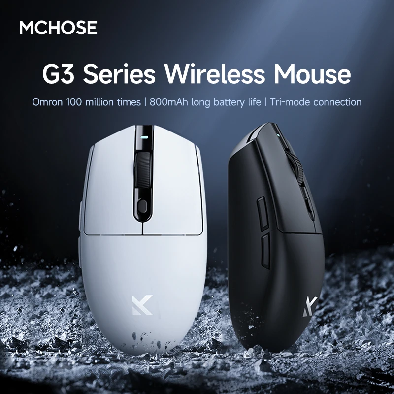 

MCHOSE G3 Gaming Mouse Wireless,1K Hz Returns PAW3311 Mouse Bluetooth Tri-Mode Connection 500/800 mAh for Gaming/office