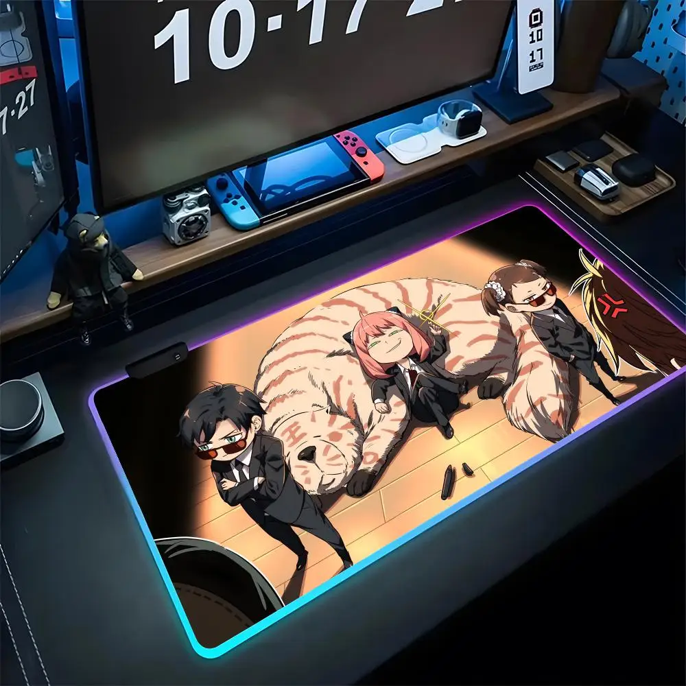 

Spy X FamilyS Mouse Pad Gaming Rgb Mousepad Backlit Keyboard Gamer Girl Xxl Laptop Mat Xxl Table Pads Deskpad