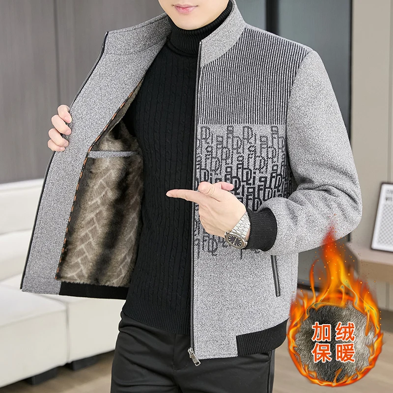 

Brand clothing Men Wool Liner High Quality Leisure plaid Woolen cloth Jacket Male slim fit Winter Warm Woolen cloth Coats