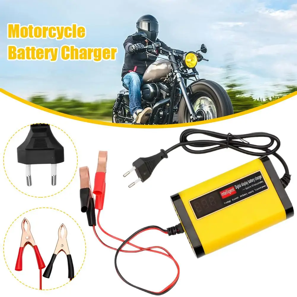 

2A Intelligent Fast Power Motorcycle Battery Charger Car Display LCD Safe Battery Stages Charging Digital Voltage 3 M2L7