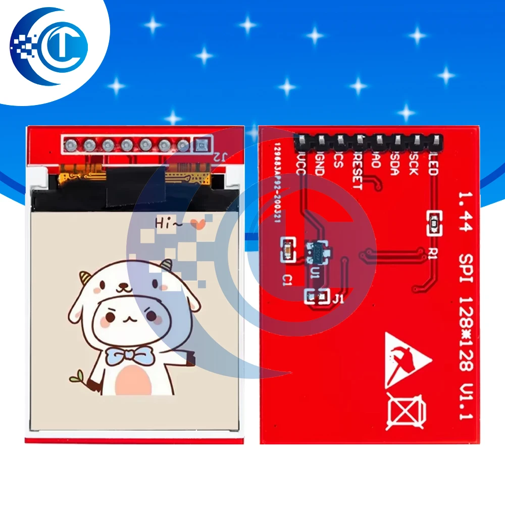 1 Uds 3,3 V 1,44 pulgadas módulo de pantalla LCD TFT 128*128 Color Sreen SPI Compatible con Arduino mega2560 STM32 SCM 51