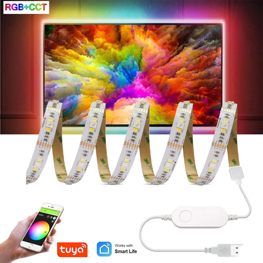 

Zigbee Wifi RGBCCT 50502835 Led Strip Light Tuya APP Voice Smart Control 5V USB Power Led Diode Tape for TV Backlight Decoration