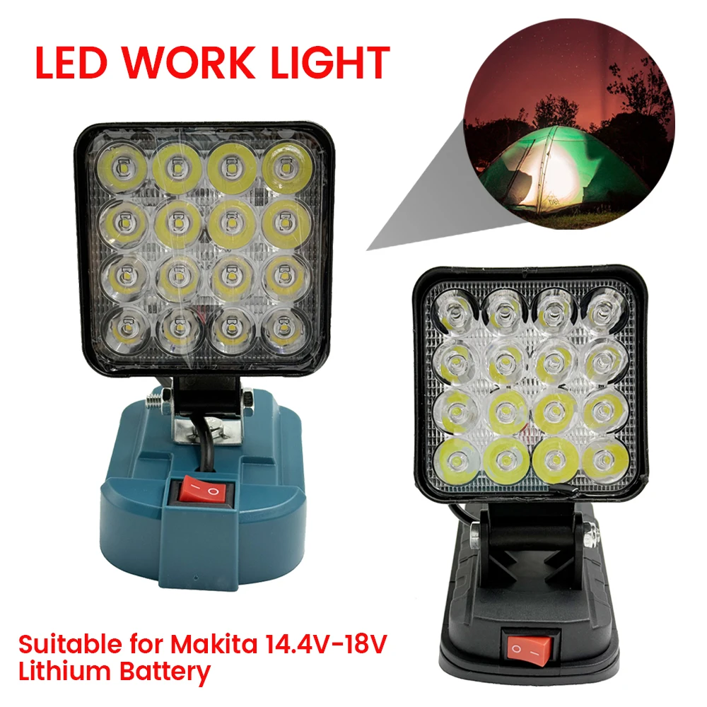 Cordless LED Work Light For Makita 14.4V-18V Li-ion Battery Lantern Outdoor Flashlight Camping Lamp Emergency Lighting