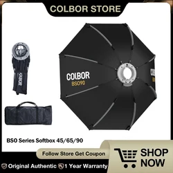COLBOR Quick Release Octagonal Softbox with Grid 45cm 65cm 90cm Bowens Mount Outdoor Soft Box with Grid for CL60 CL100X CL220R