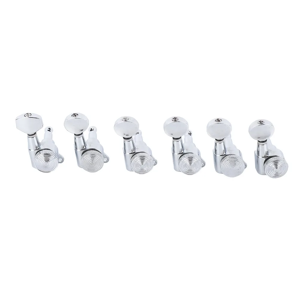Professional Metal Electric Guitar Tuning Pegs 6R Configuration Silver Guitar Locking Tuners String Tuning Keys Electric Guitar