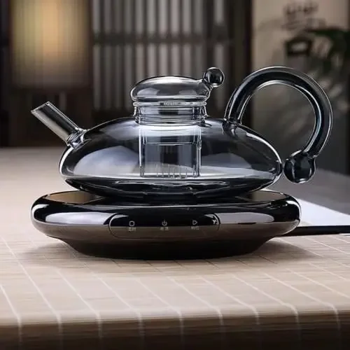 Nordic Light Luxury Glass Tea Set, Flower Tea, Fruit Tea, Heating Tea Brewer, High-end European Rat Tail Tea Coffee Pot