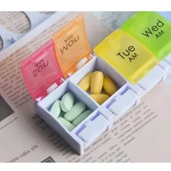 Press-type Pop-up Medicine Box Classification Carry-on Medicine Box Morning and Evening a Week 14 Grid Travel Medicine Storage B