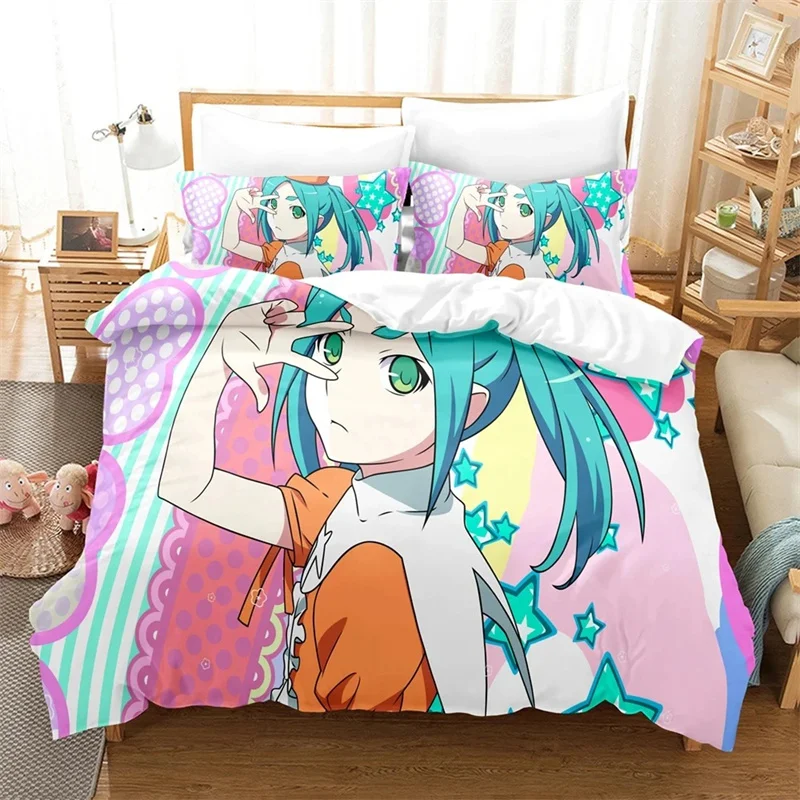 Anime Print Monogatari Series Story Shinobu Oshino Bedding Set Boys Girls Twin Queen Size Duvet Cover Pillowcase Bed Kids Adult