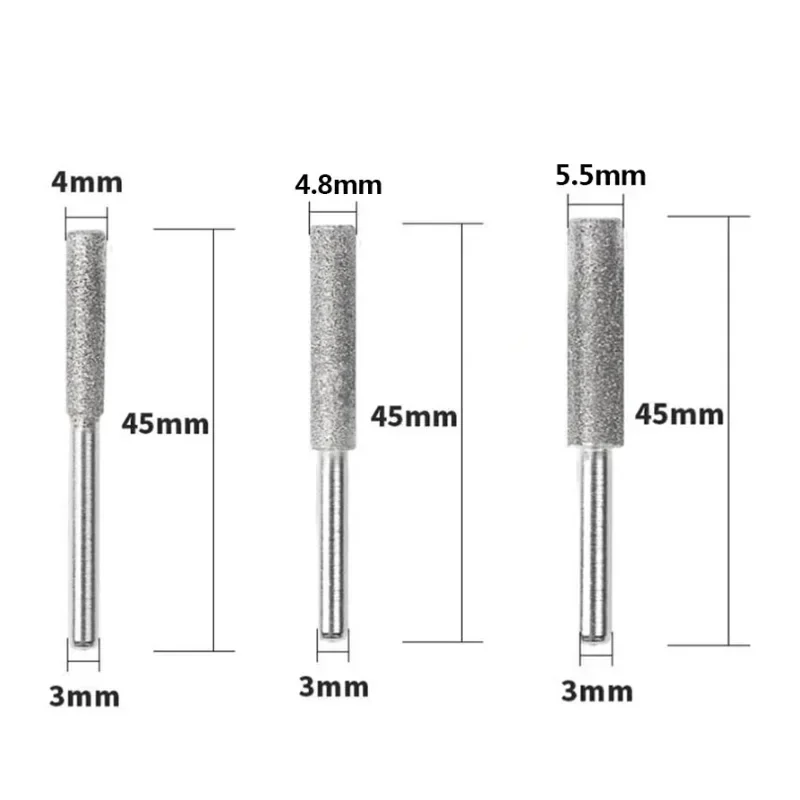 1-50Pcs 4/4.8/5.5mm Chainsaw Sharpener Stone File Chain Saw Sharpening Grinding Tool Diamond Coated Cylindrical Burr