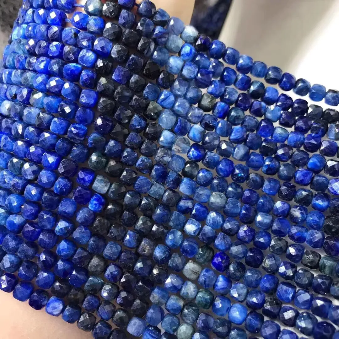 Kyanite square faceted Gradient blue 4-5mm 38CM for DIY jewelry making loose beads FPPJ wholesale nature gemstone 1string 4