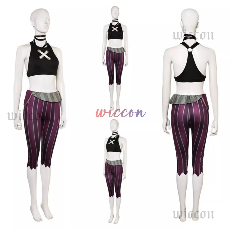 Arcane LOL Jinx Cosplay Fantasia Wig Cloak Top Pants Set Costume Disguise For Female Women Adult Halloween Carnival Party Suit