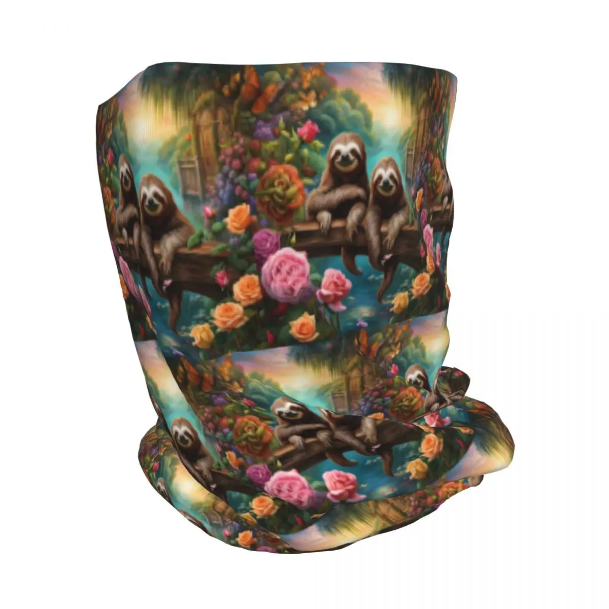 Lovely Sloth Print Bandana Neck Gaiter Mask Scarf Multi-use Balaclava Beanies Hat for Men Women Adult All Season