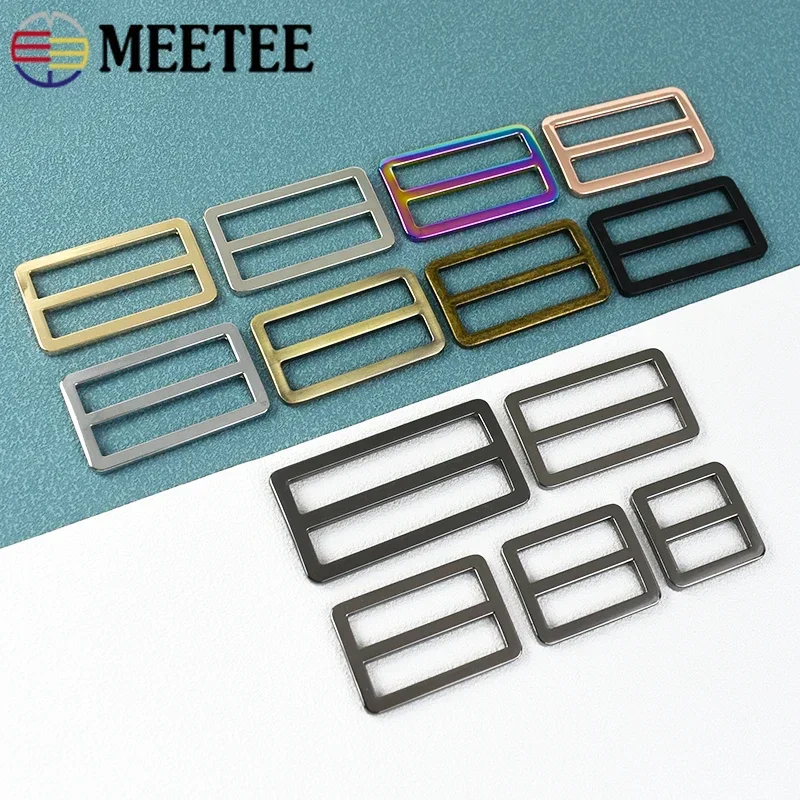 10/20Pcs 20-50mm Metal Buckles for Bag Strap Slider Tri Glide Adjuster Clasp Webbing Backpack Hooks Loops DIY Accessories