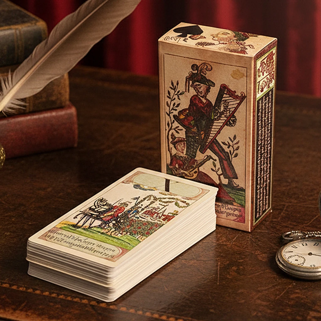 

Колода карт Таро для свадебных церемоний в баварском стиле, 12*6 см, 1765, полный набор из 78 карт на двойном тисненом картоне