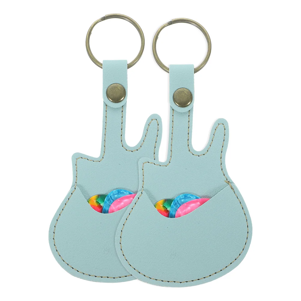 

1 set Guitar Picks Storage Bag Electric Acoustic Bass Ukulele Organizer Case Portable Keychain Blue 6 Picks Included