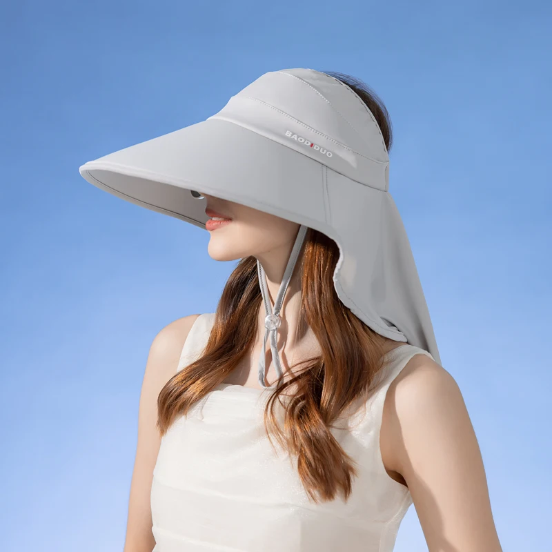 Xinbaoguan 100% Summer Big Eaves UV Protection Sun Hat with Shawl for Women's Outdoor Cycling Open Top Sun Hat