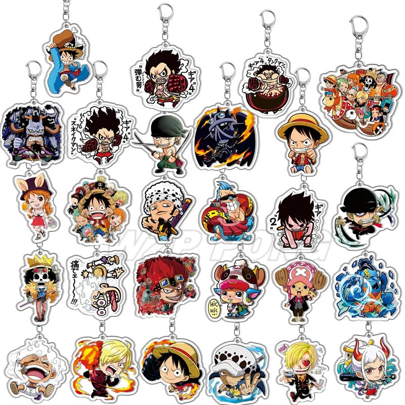 One Piece Acrylic Figurine Keychain Toy Nika Luffy Kaidou Law KING Eustass Kid Chopper Roronoa Zoro Key Chain Gifts Accessories