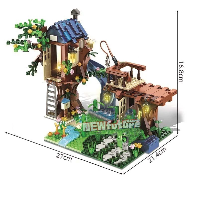 Modern Tree House Treehouse Decoration Building Blocks Classic Model Sets Bricks Kids Kits For Boys Toys Children