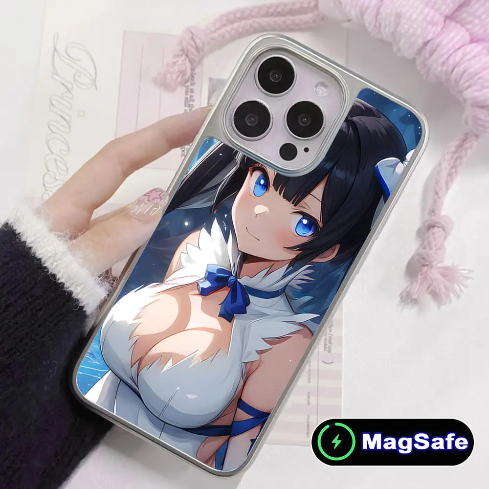

Anime Danmachi Hestia Mobile Phone Case for iPhone 17 16 15 14 13 12 11 Air Pro Max Plus Magsafe Silver Plating Colorful Cover
