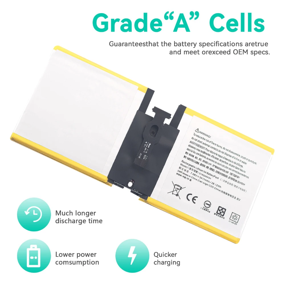 G16QA043H Battery for Microsoft Surface Surface Go 1824 1825 Laptop Battery Notebook Replacement Batteries with Tools 3411mAh