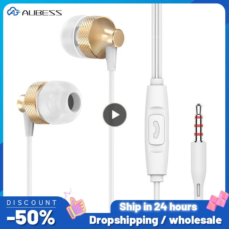 Wired Earphone Stereo Metal In-ear Earphone Heavy Bass Earphones With Wire Control Play/Pause Answer Call 2032 New