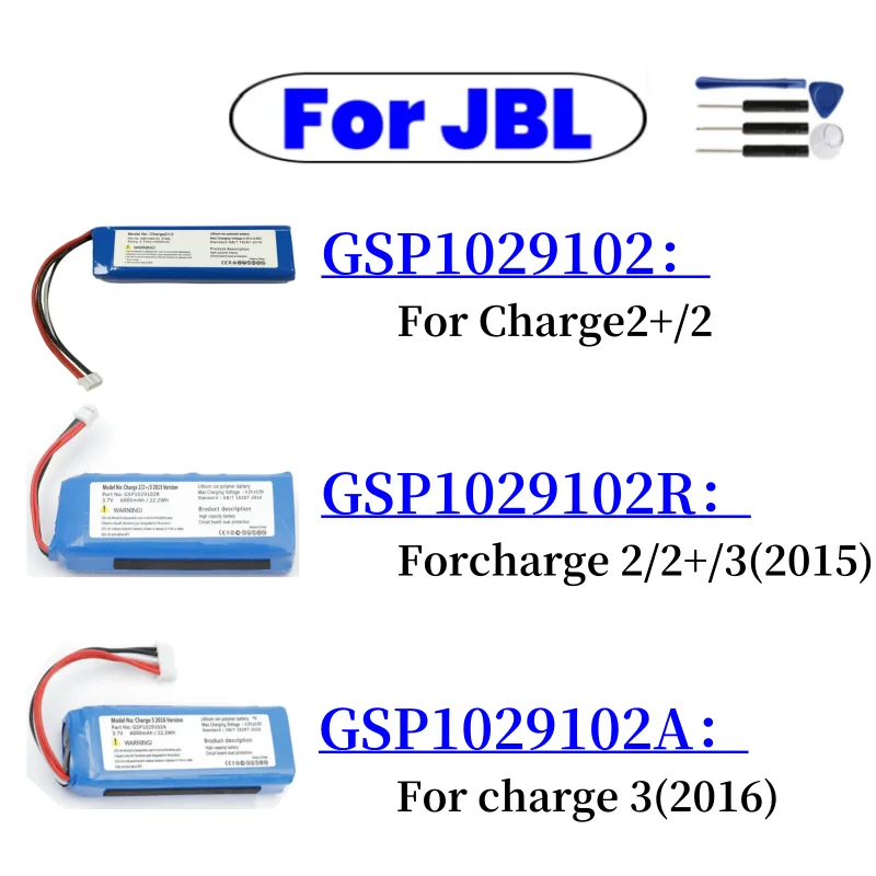 NEW GSP1029102 GSP1029102A GSP1029102R 6000mAh Replacement Battery For JBL Charge 2 Charge 2+charge 3 2015 Version charge 3 2016