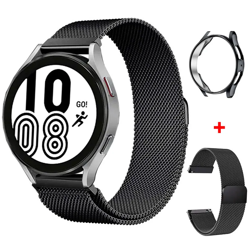 

20mm Milanese Loop For Samsung Galaxy Watch 4/5 Strap 40mm 44mm Watch 4Classic 42 46mm Bracelet+Case For Galaxy Watch 5 Pro 45mm