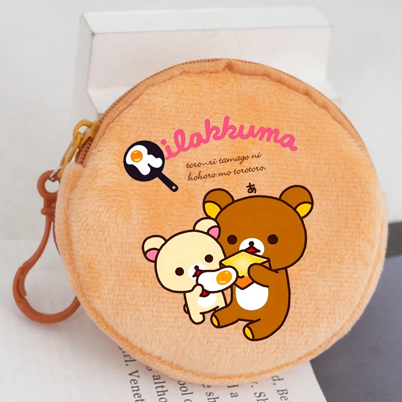 

Rilakkuma Round Coin Purse Anime Cartoon Print Wallets Boys Girls Kawaii Portable Mini Money Pouch Cute Storage Bags Kids Gifts