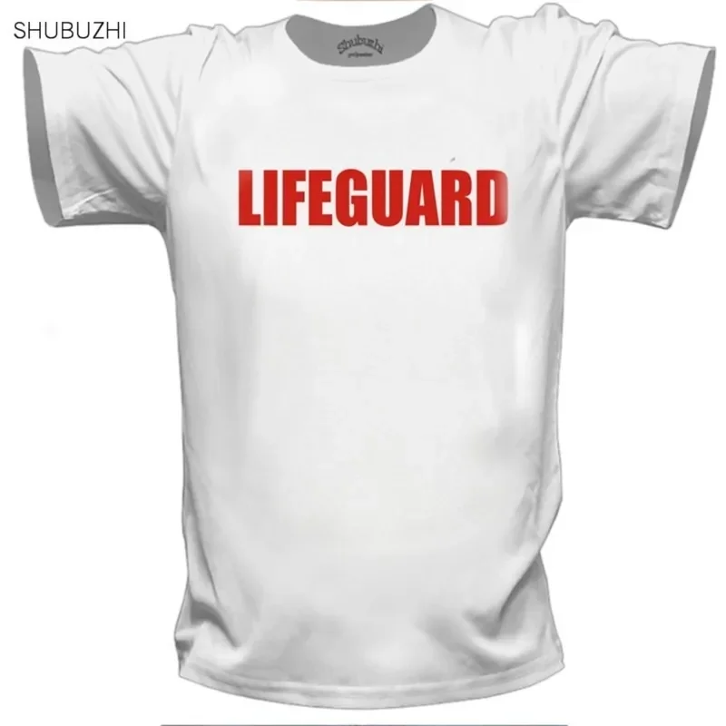 2024 NEW Men\'s White T Shirt Lifeguard Man T Shirts Red Life Guard Summer Fashion Top Tees New Cotton Tee-shirt Euro Bigger Size