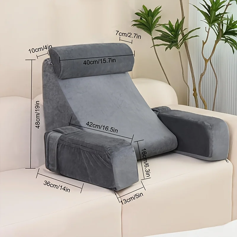 

Comfortable Coral Velvet Reading Pillow Soft Machine Washable Compressible Back Support Suitable Bed Chair TV Gaming Backrest 이불