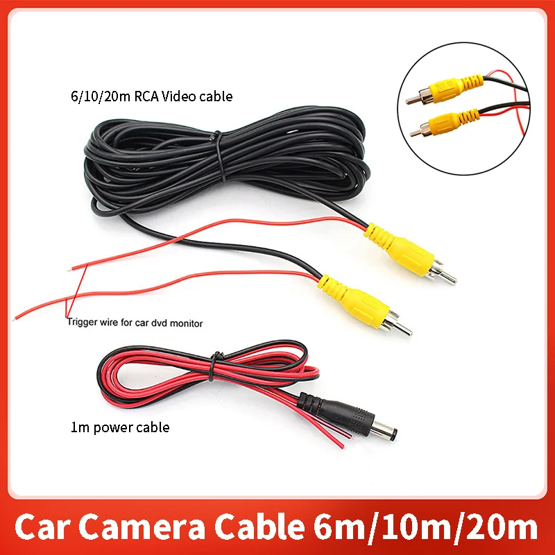 RCA 6M/10M/20M Video Cable For Car Rear View Camera Universal Wire For Connecting Reverse Camera With Car Multimedia Monitor