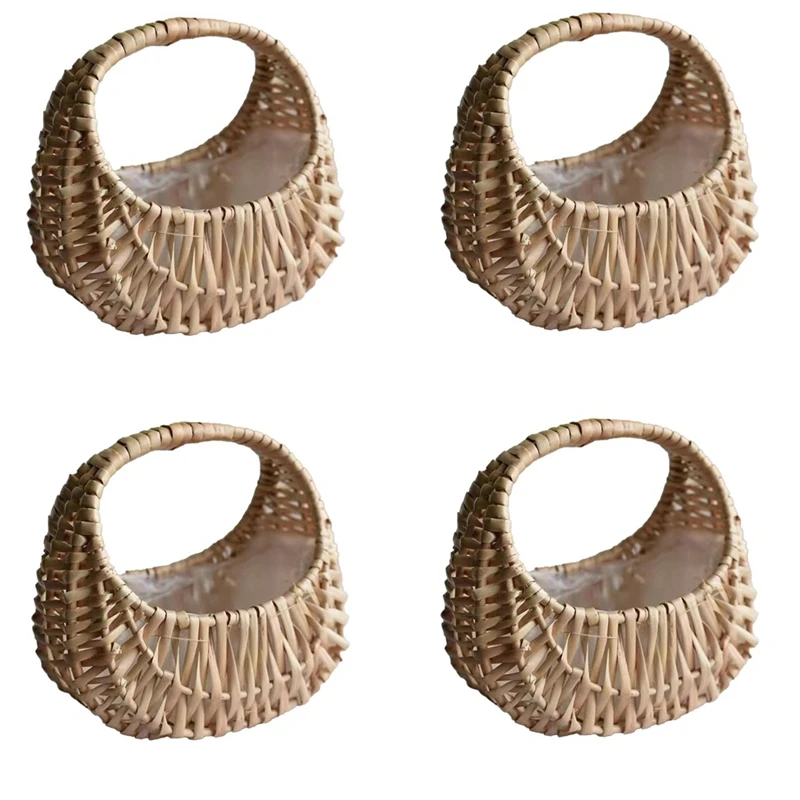 

4Pcs Imitation Rattan Woven Flower Basket, Hand-Held Flower Basket, Woven Basket, Decorative Flower Basket Easy To Use