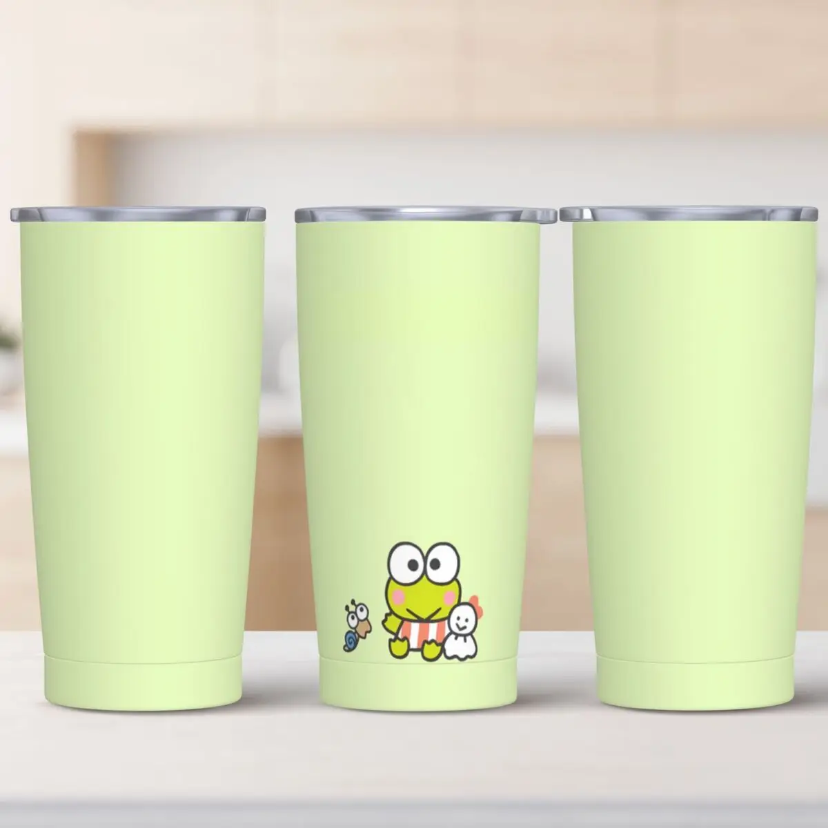 Keroppi Big Eyes Stainless Steel Tumbler Travel Coffee Mug With Straws and Lid Large Capacity Car Mugs Hot Drinks Water Bottle