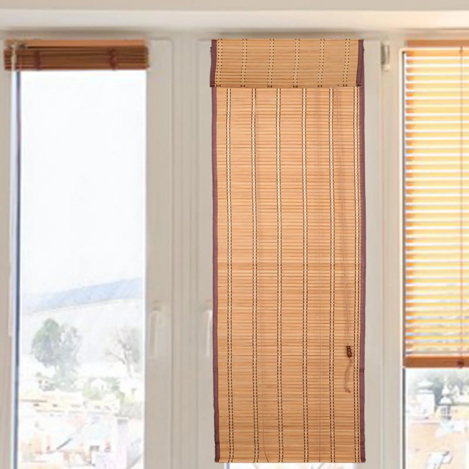 Bamboo Window Shades Sun Protection Light Filtering 22\'\' W x 59\'\' H Roller