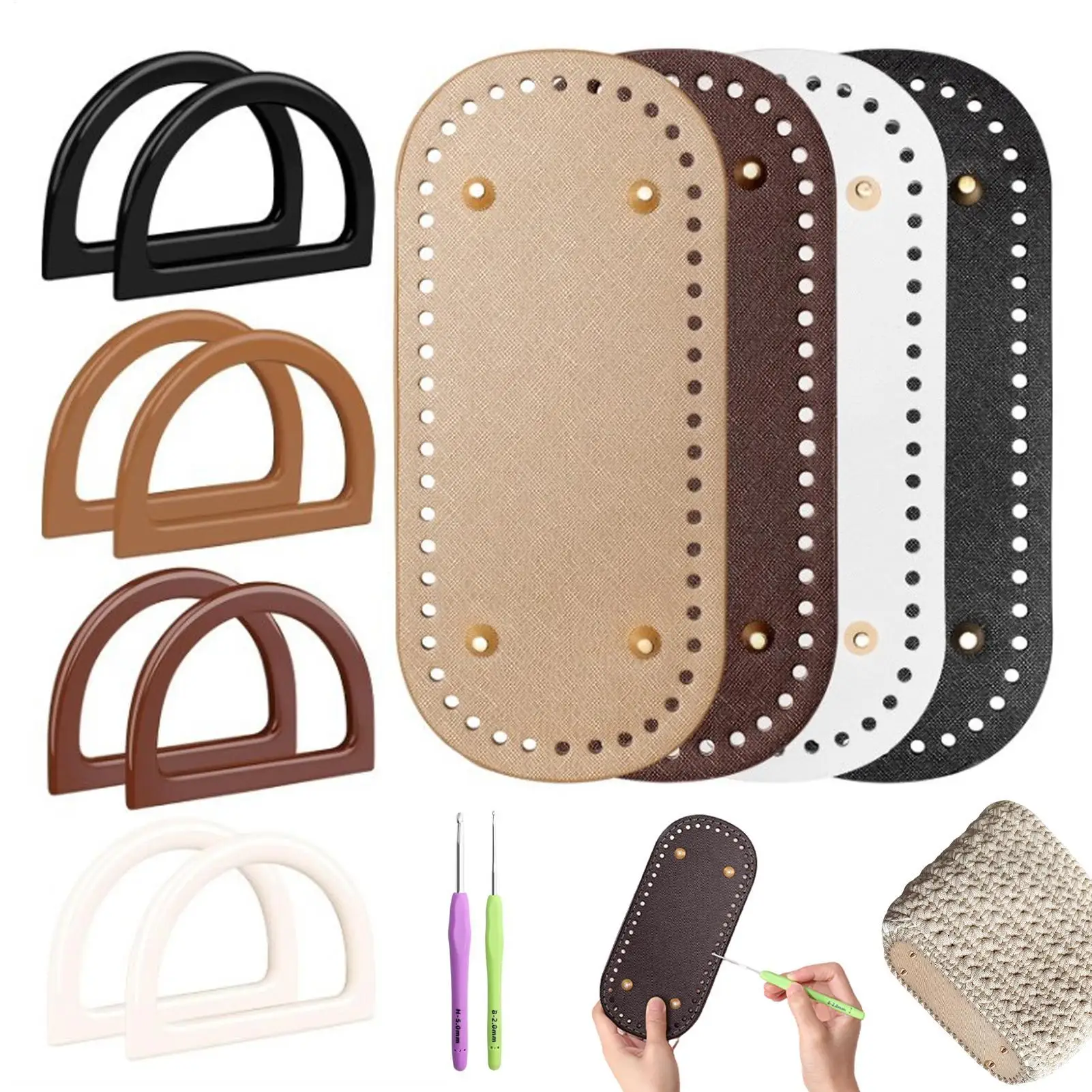 

Основа для сумки, набор для вязания крючком, дно для сумки с D-образными ручками для женщин, мужчин, любителей, энтузиастов, семьи.