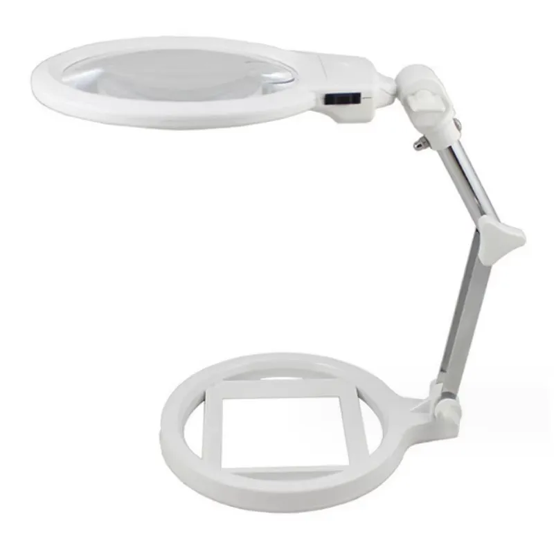 For Handicraft Embroidery Repair Workbench Large Facial Magnifying Glass with LED Lights and Dual Lens Folding Bracket Used