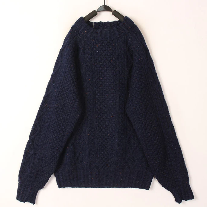 

Vintage Hand Knitted Women's Sweater Hollow out Beans Cardigan Thickened Long Sleeve Loose Fit Woolen Winter Fashion