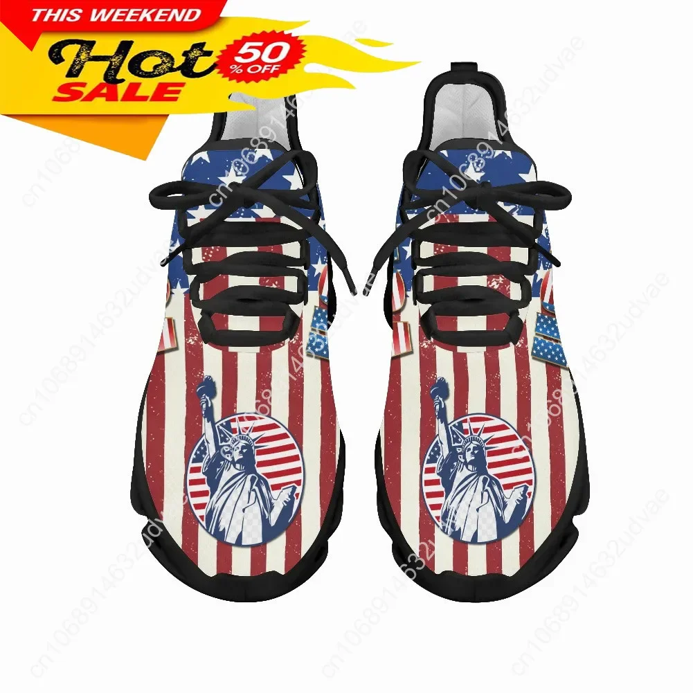 7.4 American Flag Statue of Liberty Print Flat Shoes for Women Cool Sneaker for Female Spring Summer Woman Footwear