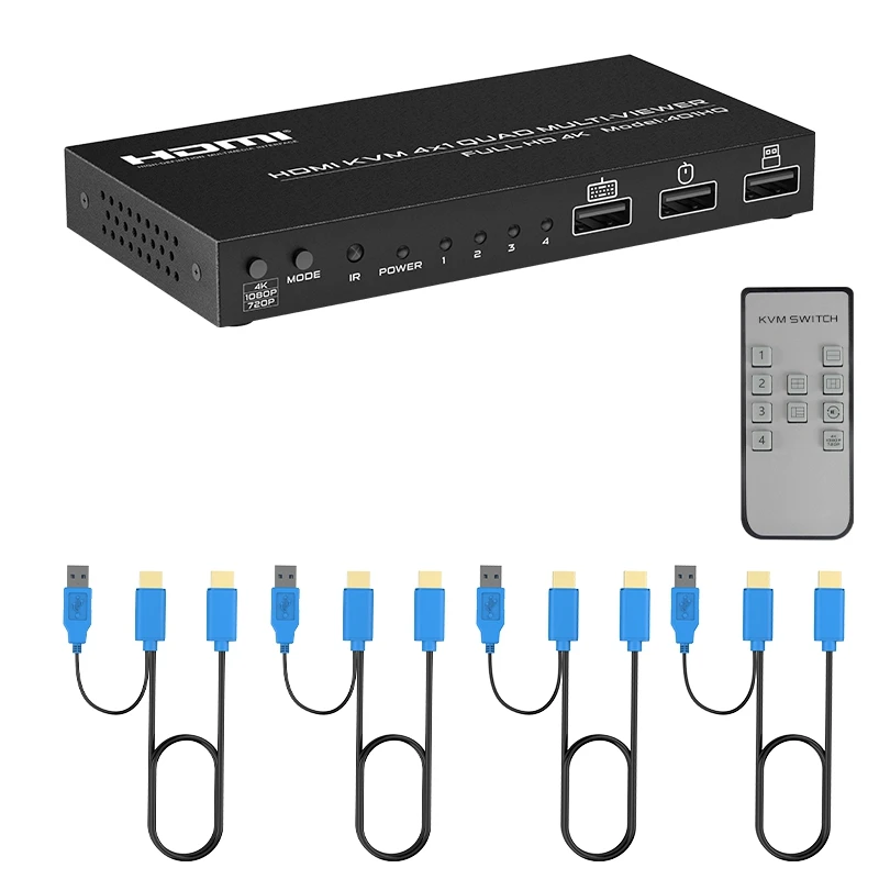 HDMI-compatible KVM 4*1 Quad Multi-viewer Full HD 4k 4*1 Four Host Share One Monitor 3840*2160/30Hz